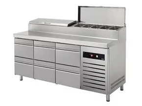 Zespolony stół chłodniczy do pizzy 1792x700x1050mm GN1/1 ASBER GREEN LINE GTPZ-180-06 D - Stoły gastronomiczne - miniaturka - grafika 1