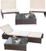 Meble ogrodowe - Mucola zestaw wypoczynkowy ogrodowy z polirattanu 2 fotele i stół salon ogrodowy meble ogrodowe zestaw jadalniany - brązowy - miniaturka - grafika 1