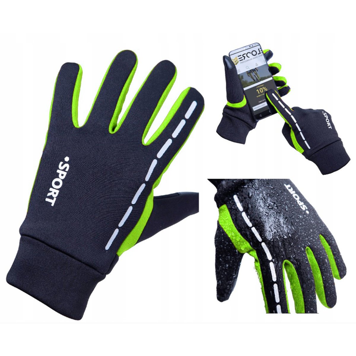 RĘKAWICZKI DOTYKOWE DAMSKIE ZIMOWE CZARNE OCIEPLANE Z MESZKIEM RUN ERCOLE