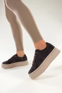 Półbuty damskie - Brązowe sneakersy skórzane damskie creepersy na platformie sznurowane Carla 7593 - miniaturka - grafika 1