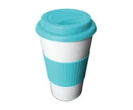 Kubki termiczne - Kubek termiczny stalowy TUMBLER Coffee 460 ml TERMIO (biały/niebieski) - miniaturka - grafika 1