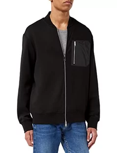 Armani Exchange Męska bluza z długim rękawem, logo po lewej stronie, przednia kieszeń bluza, Czarny, S - Bluzy męskie - miniaturka - grafika 1