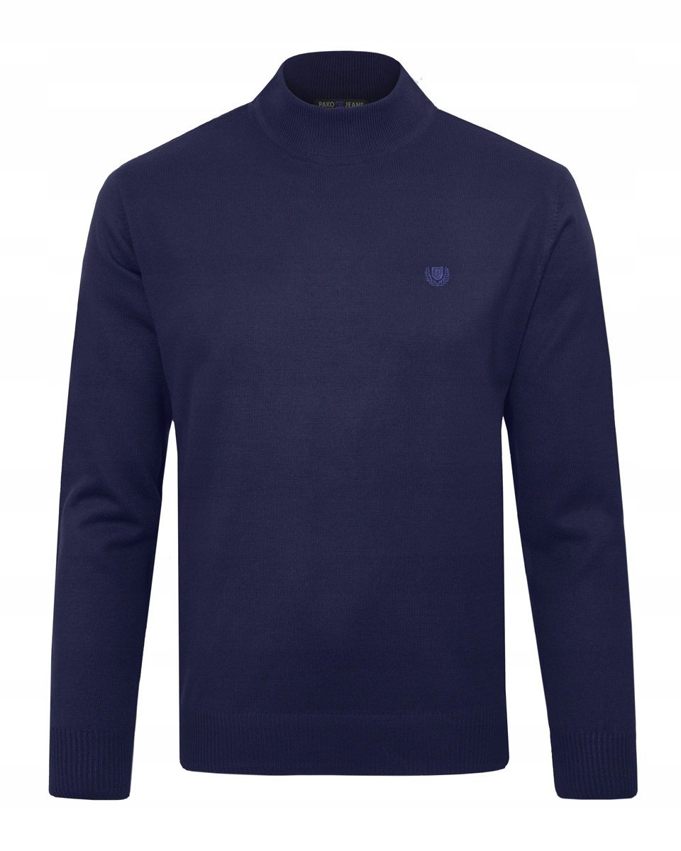 Sweter PÓŁGOLF Męski Elegancki Gładki GRANATOWY M Pako Jeans