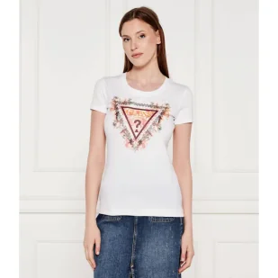 GUESS T-shirt FLOWERS Slim Fit - Koszulki i topy damskie - miniaturka - grafika 1