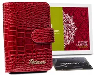 Portfele - Portfel skórzany damski Peterson mały pionowy croco na zatrzask modny Rfid - miniaturka - grafika 1