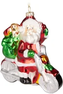 Bombki - BRUBAKER Father Christmas on motorbike red green - Ręcznie malowane szklane bombki choinkowe - Ozdoby choinkowe Zabawne bombki choinkowe - 11,2 cm - miniaturka - grafika 1