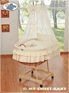 Łóżeczka i kojce - My Sweet Baby Kosz Mojżesza z baldachimu Miś z kokardką kremowy 9.9690001817145E-317 - miniaturka - grafika 1
