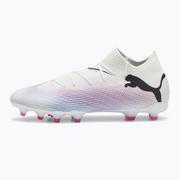 Piłka nożna - Buty piłkarskie PUMA Future 7 Pro FG/AG puma white/puma black/poison pink - miniaturka - grafika 1