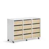 Meble do szkół i przedszkoli - Regał szkolny CASPER, 12 szuflad, biały, brzoza - miniaturka - grafika 1