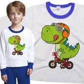 Piżamy dla dziewczynek - Piżama dziecięca Dinozaur T Rex na Rowerze Rowerku 86/92 - VoloDonum - miniaturka - grafika 1