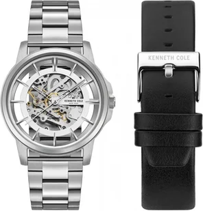 Zegarek Zestaw męski KENNETH COLE KC50227008 stalowy klasyczny dodatkowy pasek - Zegarki męskie - miniaturka - grafika 1