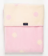 Koce i narzuty dla dzieci - Womar Kocyk dla niemowląt, 75x100 bawełniany 100% - Grochy różowy jasny z ecru - miniaturka - grafika 1