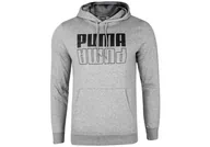 Bluzy męskie - PUMA  MĘSKA Bluza sportowa Bluza sportowa z kapturem POWER HOODIE GREY 589409 03 - Rozmiar: XXL - miniaturka - grafika 1