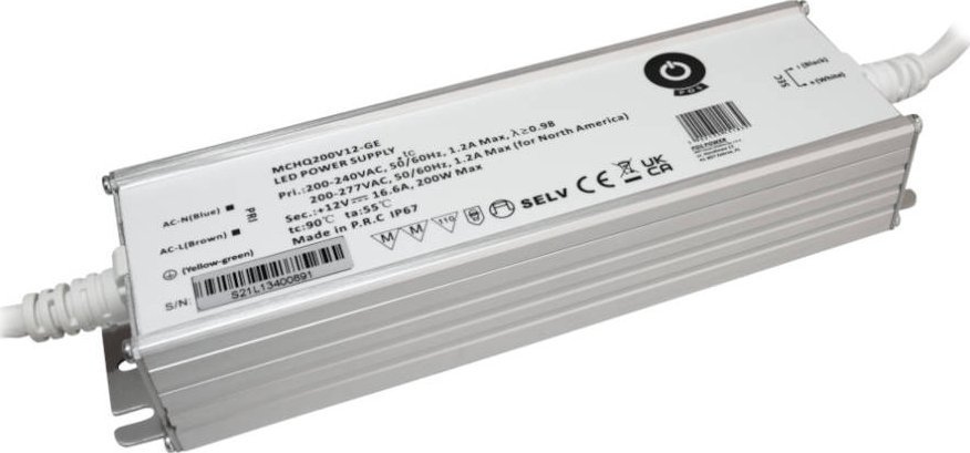 Zasilacz serwerowy MPL Power MCHQ200V24-GE: zasilacz LED 24V/8.3A 200W CV, metal case, PFC, EU AC input 180-305VAC, IP67, no...