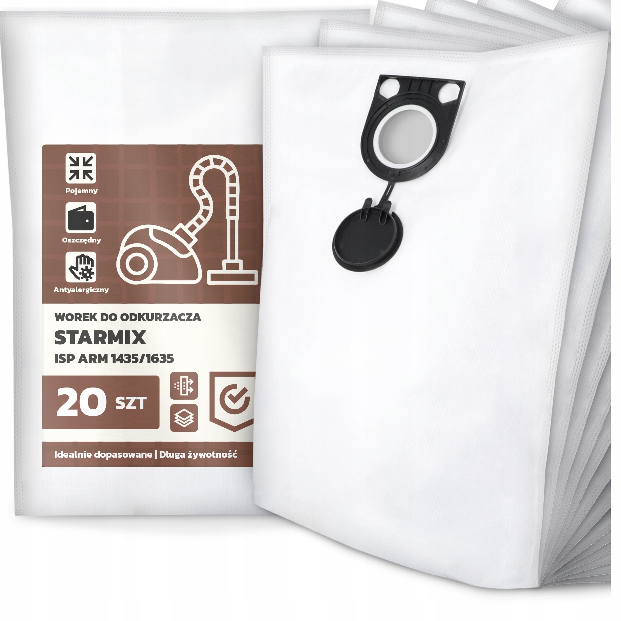 20x Worek do Odkurzacza Starmix Isp Arm 1435/1635 Syntetyczny Pojemny G9