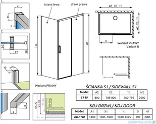 Radaway Idea White Kdj kabina 140x80cm prawa szkło przejrzyste 387044-04-01R/387051-04-01L - Kabiny prysznicowe Radaway Idea White Kdj kabina 140x80cm prawa szkło przejrzyste 387044-04-01R/387051-04-01L - Kabiny prysznicowe - miniaturka - grafika 2