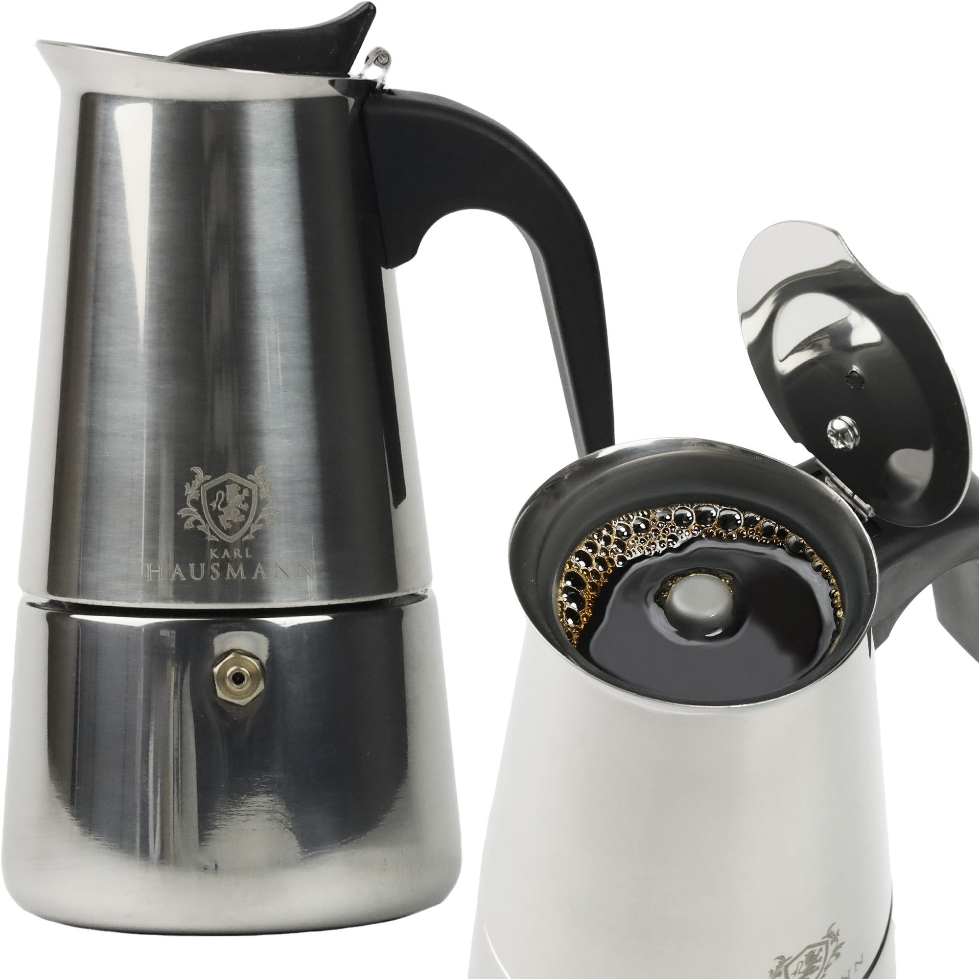 Klasyczna kawiarka do kawy herbaty Dzbanek na 9 filiżanek kawy (450 ml) Indukcja Srebrny