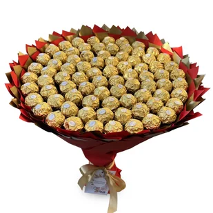 Prezent na 80 urodziny, słodki Mega Bukiet ze słodyczy Ferrero Rocher (80 sztuk cukierków) - Zestawy upominkowe - miniaturka - grafika 1