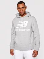 Bluzy męskie - New Balance Bluza Essentials Stacked Logo Po MT03558 Szary Athletic Fit - miniaturka - grafika 1