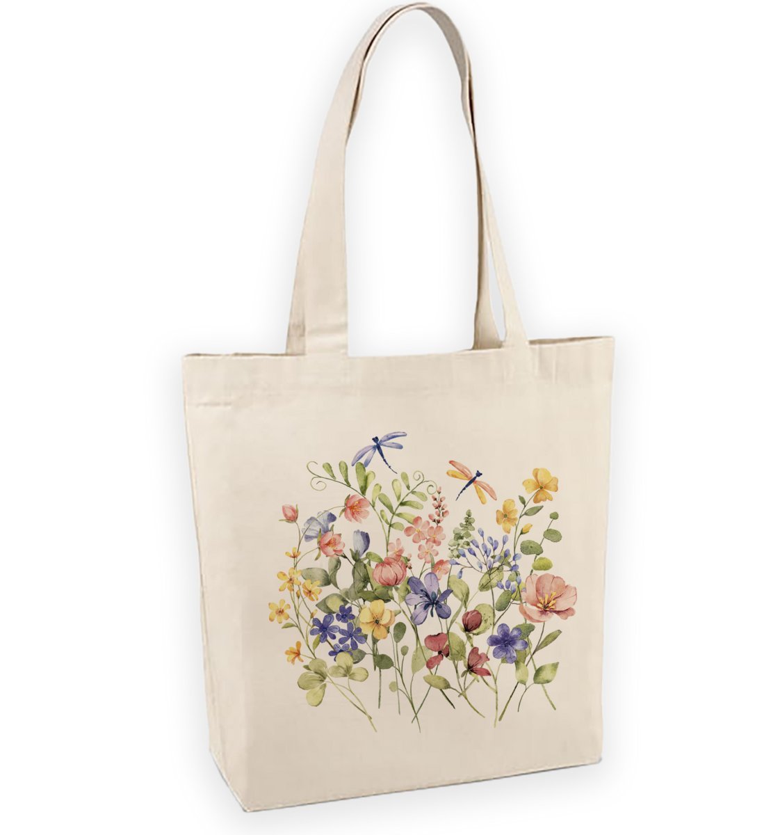 Torba bawełniana z nadrukiem polne kwiaty i ważki
