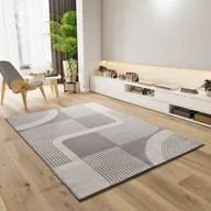 Dywany - Prostokątny srebrny dywan wewnętrzny 200 x 290 cm FLORA z geometrycznym tłoczeniem - ATTICGO - miniaturka - grafika 1