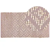 Dywany - Dywan bawełniany 80x150 cm beżowy z różowym GERZE - miniaturka - grafika 1