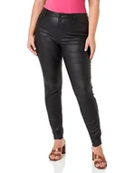 Spodnie damskie - VERO MODA Spodnie damskie VMEVEN NW SS Smooth Coated PNT CUR NOOS, Czarny/szczegóły: powlekany, 52 - miniaturka - grafika 1