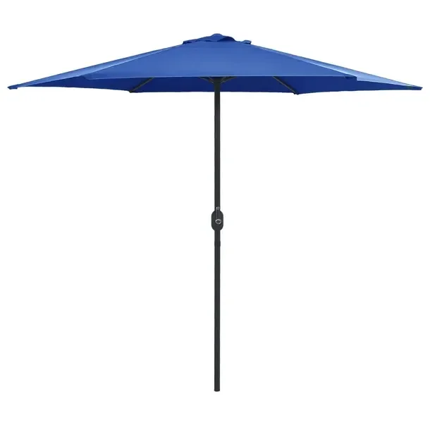 Parasol ogrodowy z poliestru UV, lazurowy, 270 x 246 cm, 6 żeber, korbka