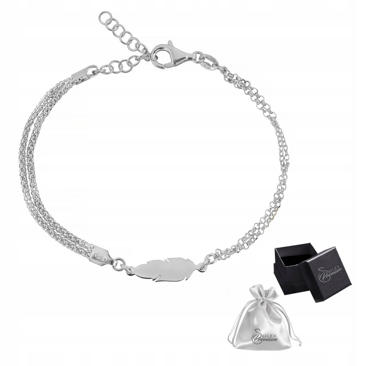 Bransoletka srebrna pr. 925 PIÓRKO Elegancka Rodowana Bransoletka dla Niej