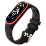 Akcesoria do smartwatchy - Opaska pasek sportowy Vanfone do Xiaomi Mi Band 5/6/7, czarno-czerwony - miniaturka - grafika 1