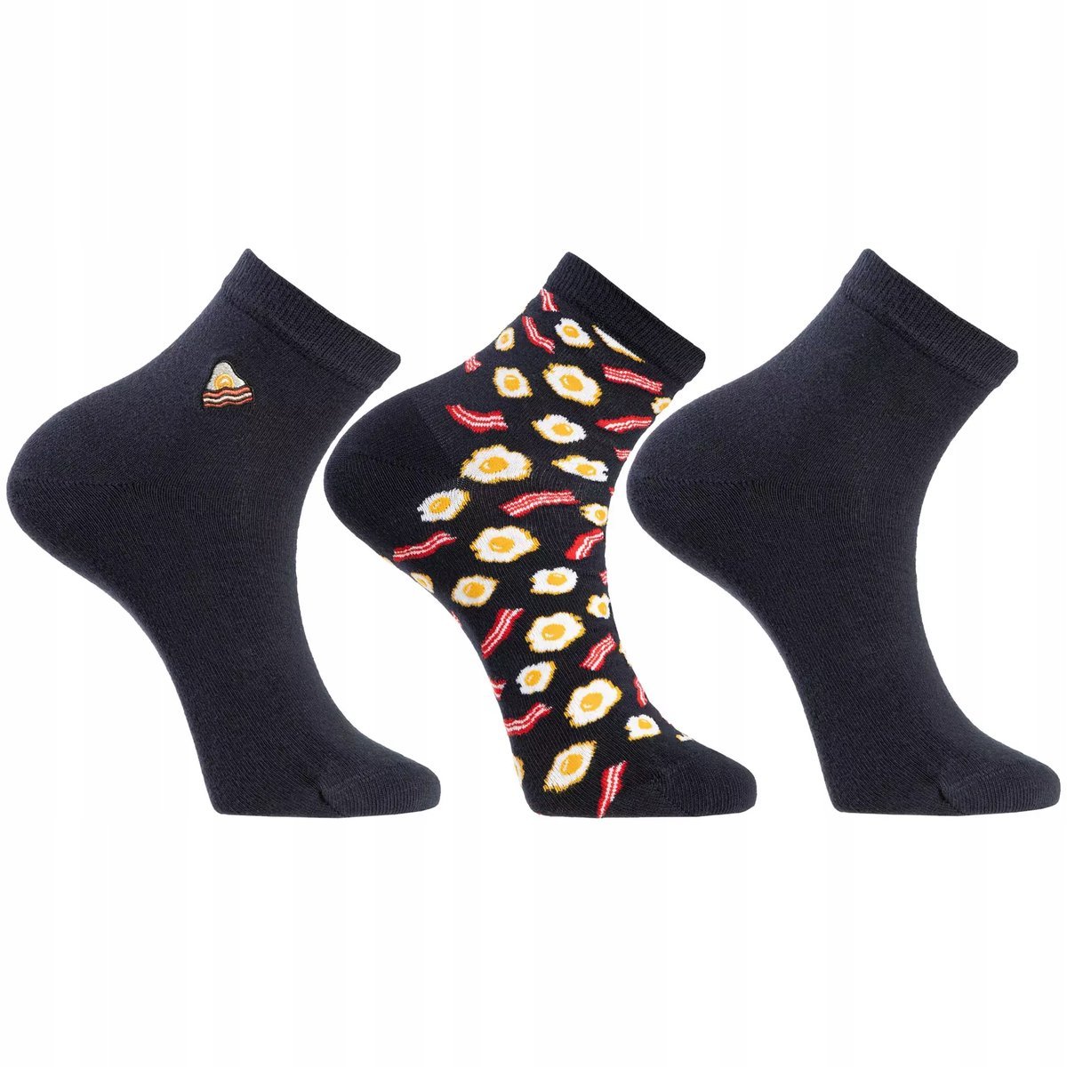 3X SKARPETKI MĘSKIE BAWEŁNIANE DO KOSTKI WZÓR JEDZENIE WYGODNE MORAJ 43-45