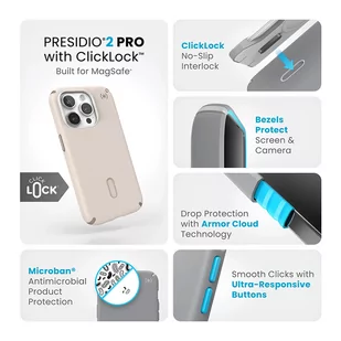 Speck Presidio2 Pro ClickLock & MagSafe - Etui iPhone 15 Pro (Bleached Bone / Heirloom Gold / Hazel Brown) - Pozostałe akcesoria do telefonów - miniaturka - grafika 3