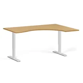 Stoły i stoliki do biura - Stół z regulacją wysokości, 1 silnik, 745 - 1235 mm, ergonomiczny L/P, blat 1600 x 1200 mm, podstawa biała, buk - miniaturka - grafika 1