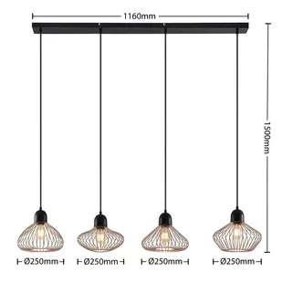 Lindby Raelyn lampa wisząca, 4-punktowa, miedziana - Lampy sufitowe - miniaturka - grafika 3