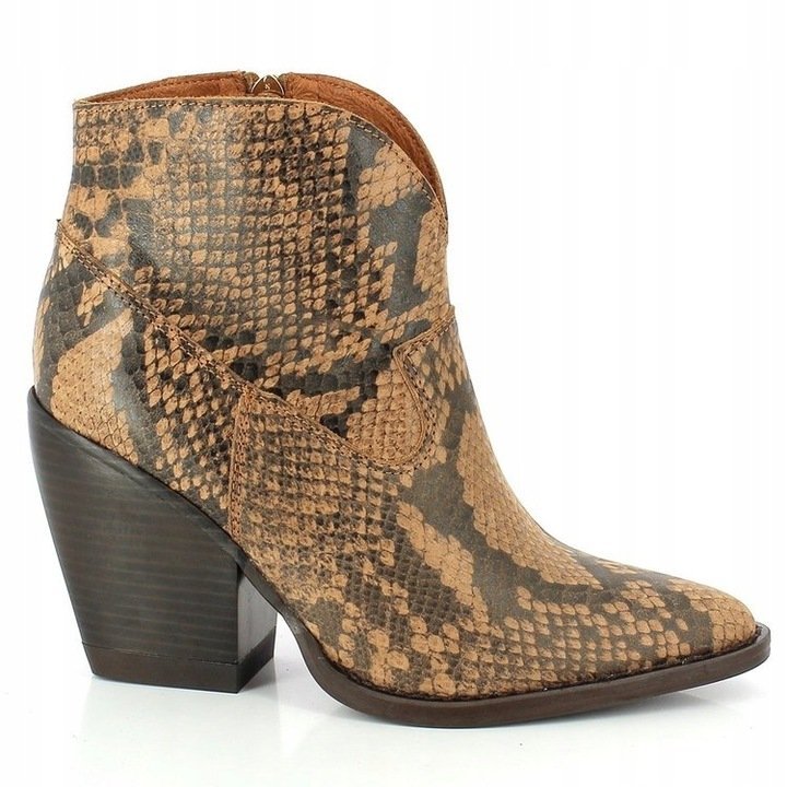 Kowbojki wężowe Carinii B5265 skóra naturalna damskie modne r.39
