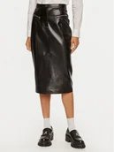 Spódnice - Patrizia Pepe Spódnica z imitacji skóry 8G0416 E005 Czarny Regular Fit - miniaturka - grafika 1