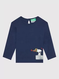 Bluzy dla chłopców - Benetton United Colors Of Bluzka PEANUTS 3ATNC15GL Granatowy Regular Fit - grafika 1