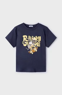 Koszulki dla chłopców - Mayoral t-shirt bawełniany dziecięcy kolor czarny z nadrukiem - grafika 1