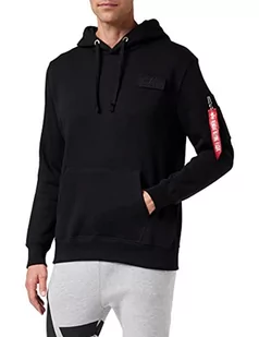 ALPHA INDUSTRIES Męska bluza z kapturem Red Stripe Hoody, czarny/biały, XXL - Bluzy męskie - miniaturka - grafika 1