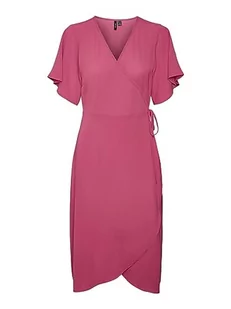 VERO MODA Damska sukienka VMSAKI SS Calf WRAP Dress GA NOOS, Pink Yarrow, M, różowy, M - Sukienki - miniaturka - grafika 1