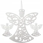 Bombki - ANIOŁKI ZAWIESZKI NA CHOINKĘ 3szt BOMBKI BROKATOWE - miniaturka - grafika 1