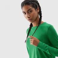 Koszulki sportowe damskie - Damski longsleeve do biegania szybkoschnący 4F 4FWSS24TFLOF217 - zielony - miniaturka - grafika 1