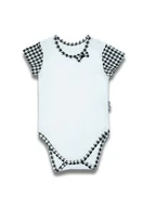 Body dla niemowląt - Dziecięce body bawełniane na krótki rękaw w pepitkę białe Nicol,r.80 - miniaturka - grafika 1