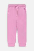 Spodnie i spodenki dla dziewczynek - Coccodrillo spodnie dresowe bawełniane dziecięce kolor różowy gładkie - miniaturka - grafika 1