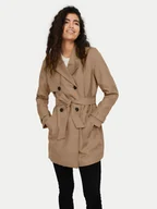 Kurtki damskie - Vero Moda Trencz Celeste 10239411 Brązowy Regular Fit - miniaturka - grafika 1