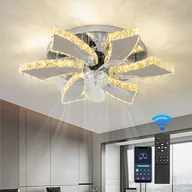 Wentylatory sufitowe - Wentylator sufitowy z oświetleniem Nowoczesny cichy wentylator LED z pilotem Timer Wentylator w kształcie kwiatu Oświetlenie sufitowe do sypialni (30 W) [Klasa energetyczna F] - miniaturka - grafika 1