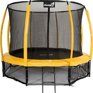 Trampoliny - Jumpi ogrodowa Maxy Comfort Plus z siatką wewnętrzną 12.5 FT 374 cm żóła - miniaturka - grafika 1