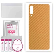 Szkła hartowane na telefon - Folia naklejka skórka strukturalna na TYŁ do Samsung Galaxy A70s -  Carbon Złoty - apgo SKINS - miniaturka - grafika 1