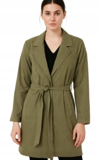 Jdy Płaszcz Klasyczny Z Paskiem Khaki Z Podszewką S K1A