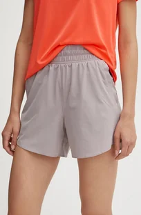 Under Armour szorty treningowe Flex kolor beżowy gładkie high waist - Spodenki damskie - miniaturka - grafika 1